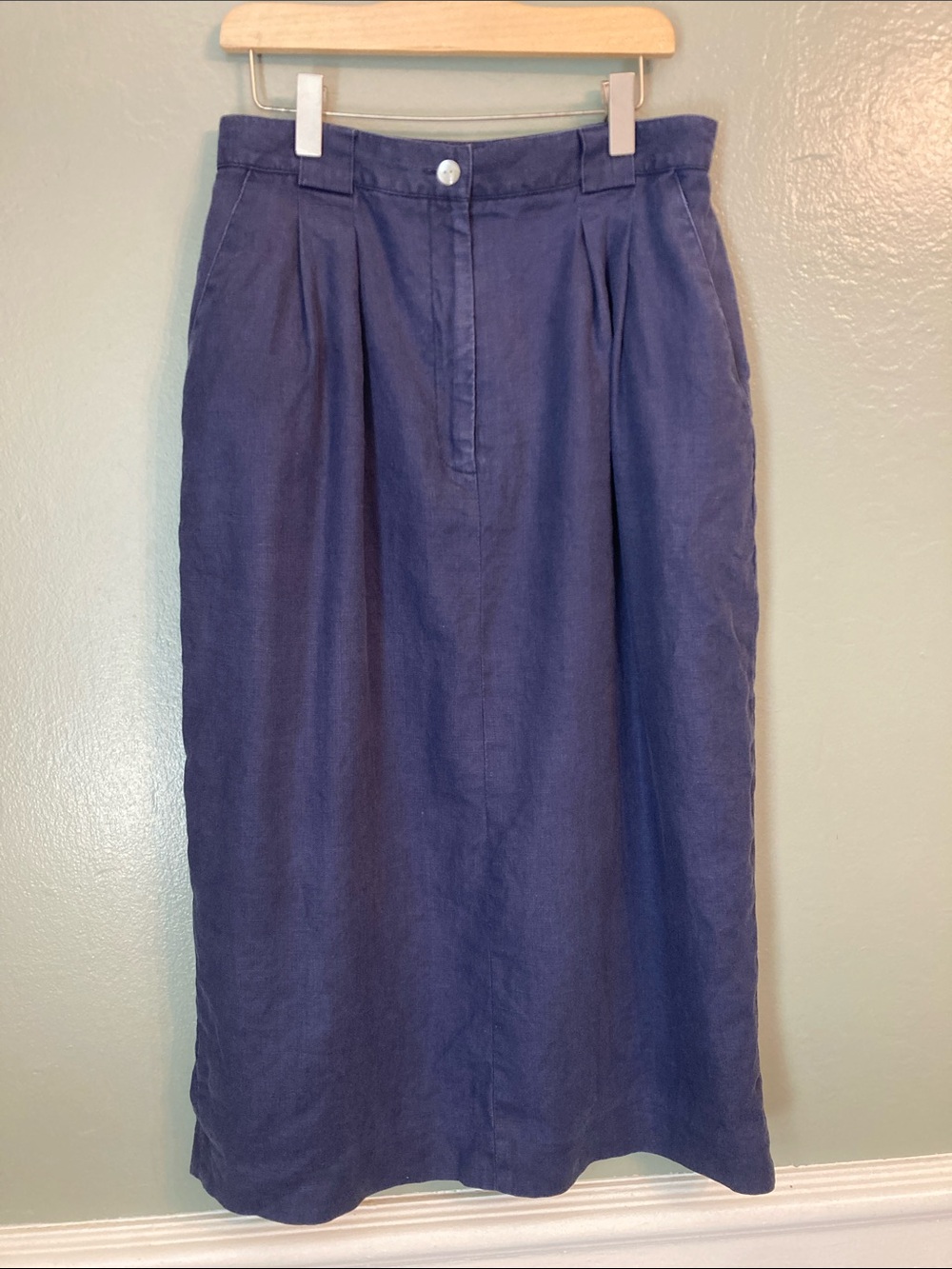 Vintage Navy Linen High-Waisted Minimalist/Natural/Grandma/Classic/Cottagecore
